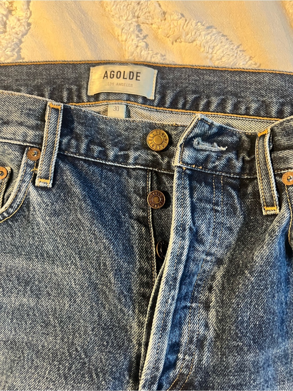 Agolde High-Rise Vintage Blue Button-Fly Jeans